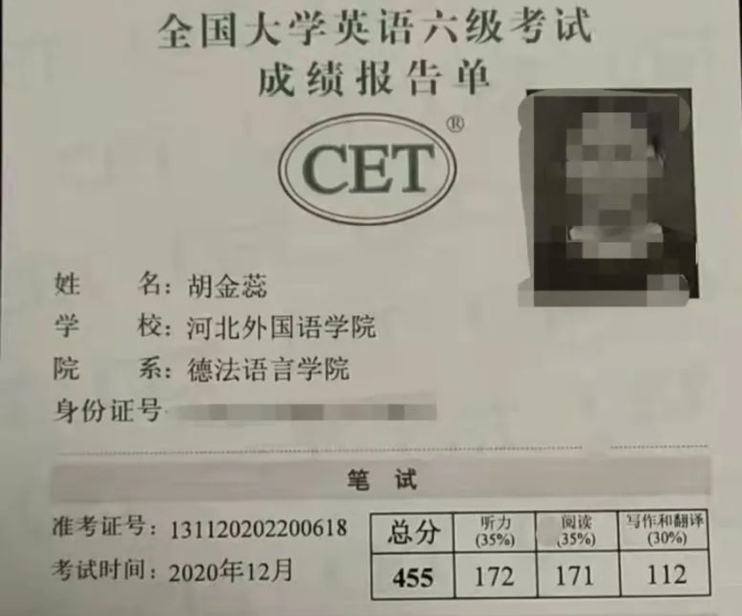 河北外国语学院德法语言学院优秀学子18级法本6班胡金蕊成功考取新疆大学法律（非法学）研究生